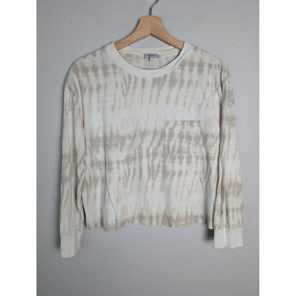 Rails T-Shirt Womens S White Tie Dye S Boxy Crew 100% Cotton Pocket Jersey